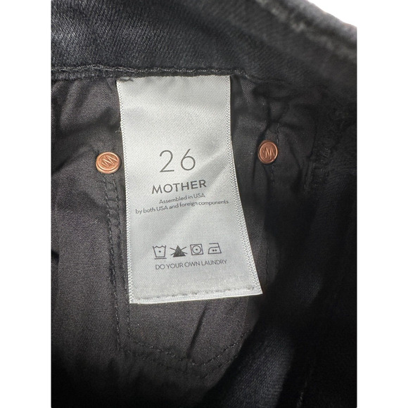 Mother Size 26 The Insider Crop Step Fray Jeans Not Guilty Black Stretch - Picture 4 of 11